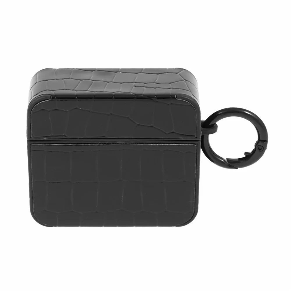 For Apple AirPods Pro Earphone TPU Case Crocodile Texture Gem Docor TWS Earbud Protective Cover - Black - 3