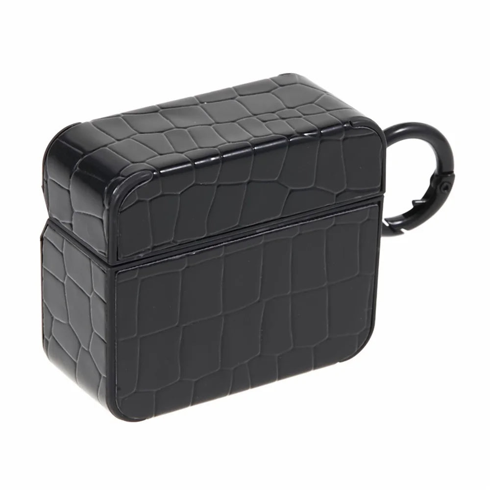For Apple AirPods Pro Earphone TPU Case Crocodile Texture Gem Docor TWS Earbud Protective Cover - Black - 4