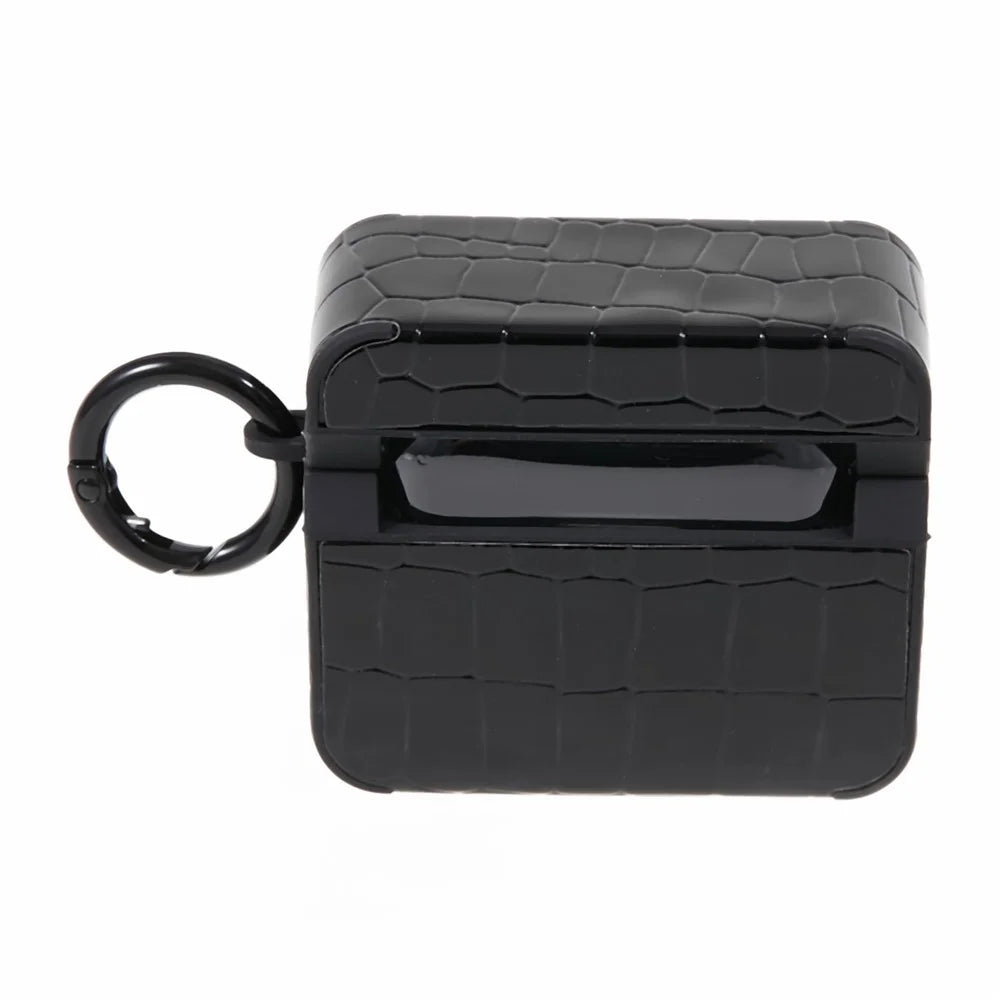 For Apple AirPods Pro Earphone TPU Case Crocodile Texture Gem Docor TWS Earbud Protective Cover - Black - 5
