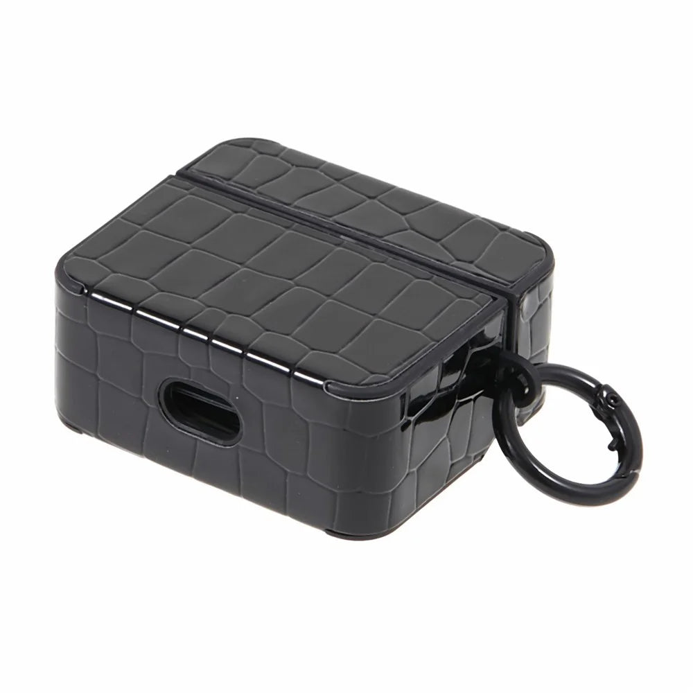 For Apple AirPods Pro Earphone TPU Case Crocodile Texture Gem Docor TWS Earbud Protective Cover - Black - 6