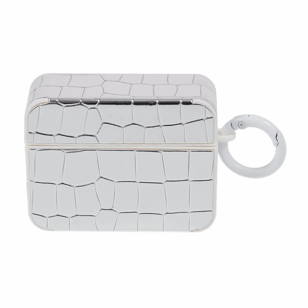 Earphone Case for Apple AirPods 3 , Crocodile Texture Gem Docor Bluetooth-compatible Earbud TPU Cover - Silver - 7