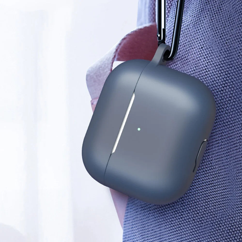 For Apple AirPods 3 6-in-1 Silicone Case Anti-lost Lanyard Watch Band Holder Ear Hanger Ear Cap Storage Box - Midnight Blue - 2