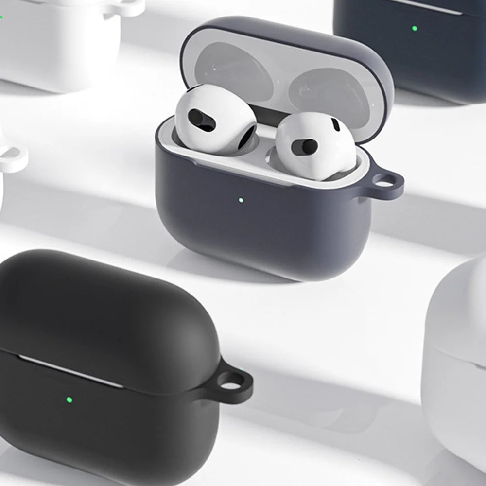 For Apple AirPods 3 6-in-1 Silicone Case Anti-lost Lanyard Watch Band Holder Ear Hanger Ear Cap Storage Box - Midnight Blue - 4