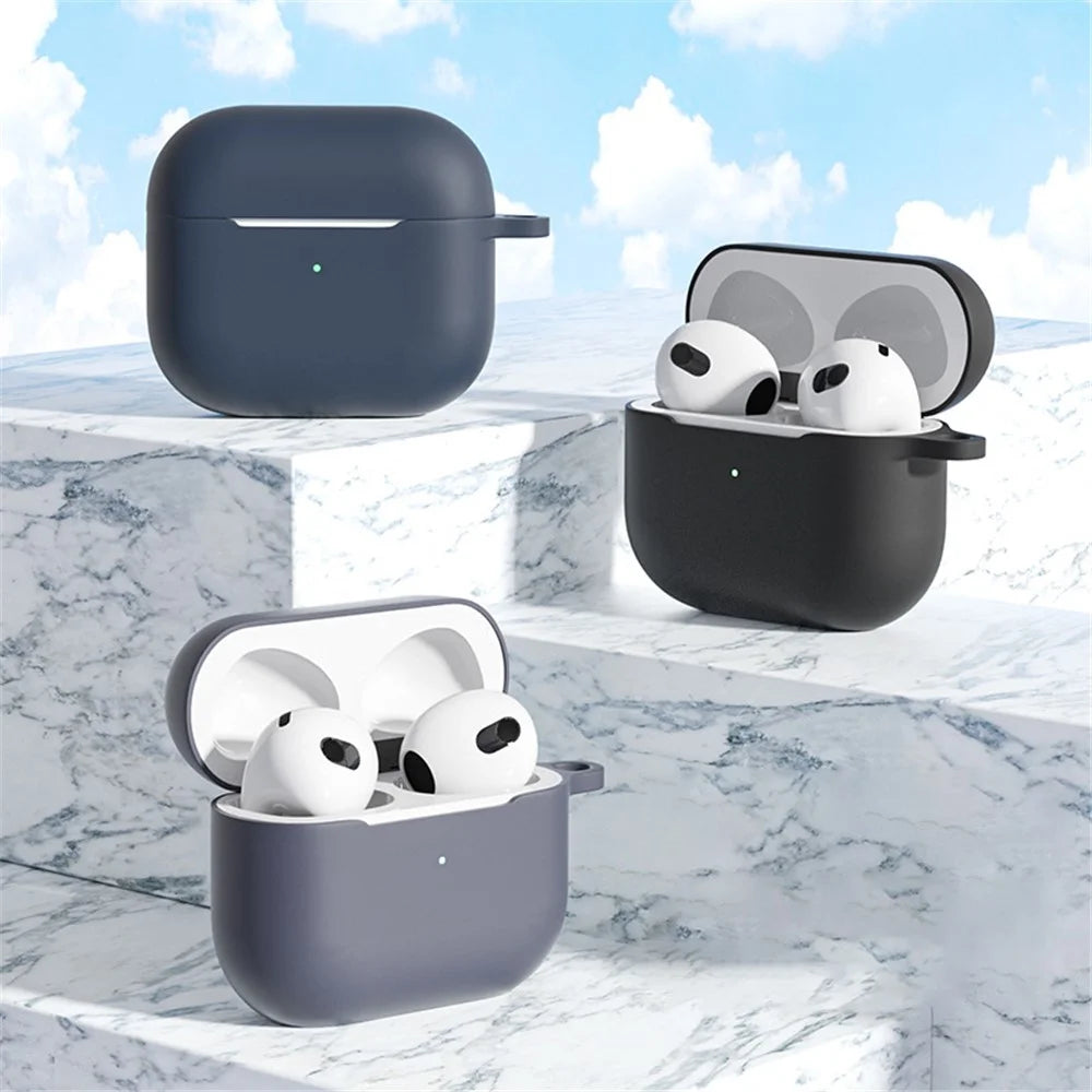 For Apple AirPods 3 6-in-1 Silicone Case Anti-lost Lanyard Watch Band Holder Ear Hanger Ear Cap Storage Box - Midnight Blue - 6