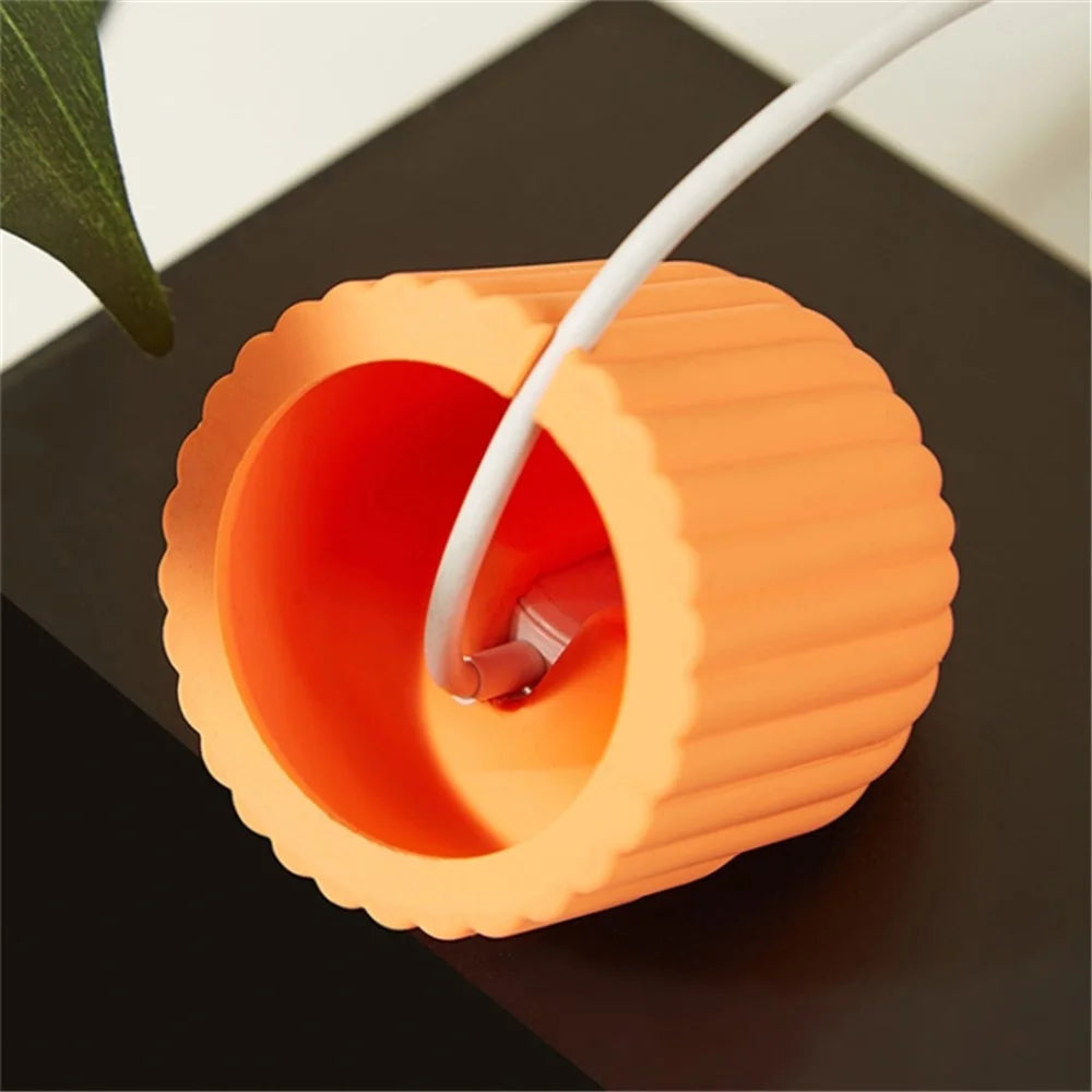 Charger Stand for Apple Watch Wave Texture Silicone Dock Holder Desk Stand Charging Station Dock Holder - Orange - 5