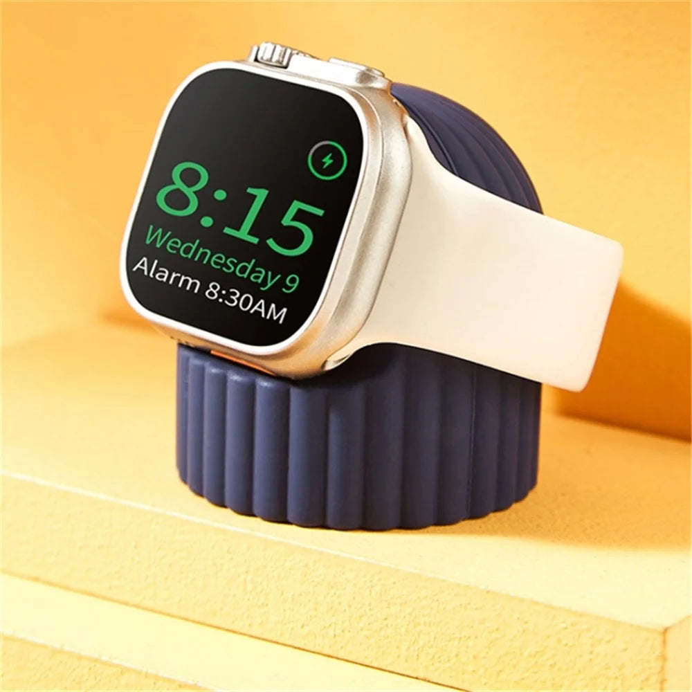 Charger Stand for Apple Watch Wave Texture Silicone Dock Holder Desk Stand Charging Station Dock Holder - Orange - 6