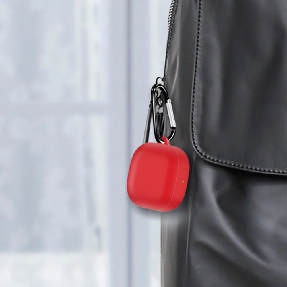 For Samsung Galaxy Buds2 Pro / Buds 2 / Live / Pro Silicone Cover Bluetooth-compatible Earphone Anti-drop Case with Anti-lost Buckle - Red - 3