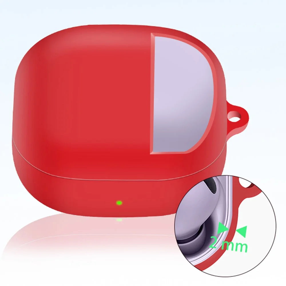 For Samsung Galaxy Buds2 Pro / Buds 2 / Live / Pro Silicone Cover Bluetooth-compatible Earphone Anti-drop Case with Anti-lost Buckle - Red - 4