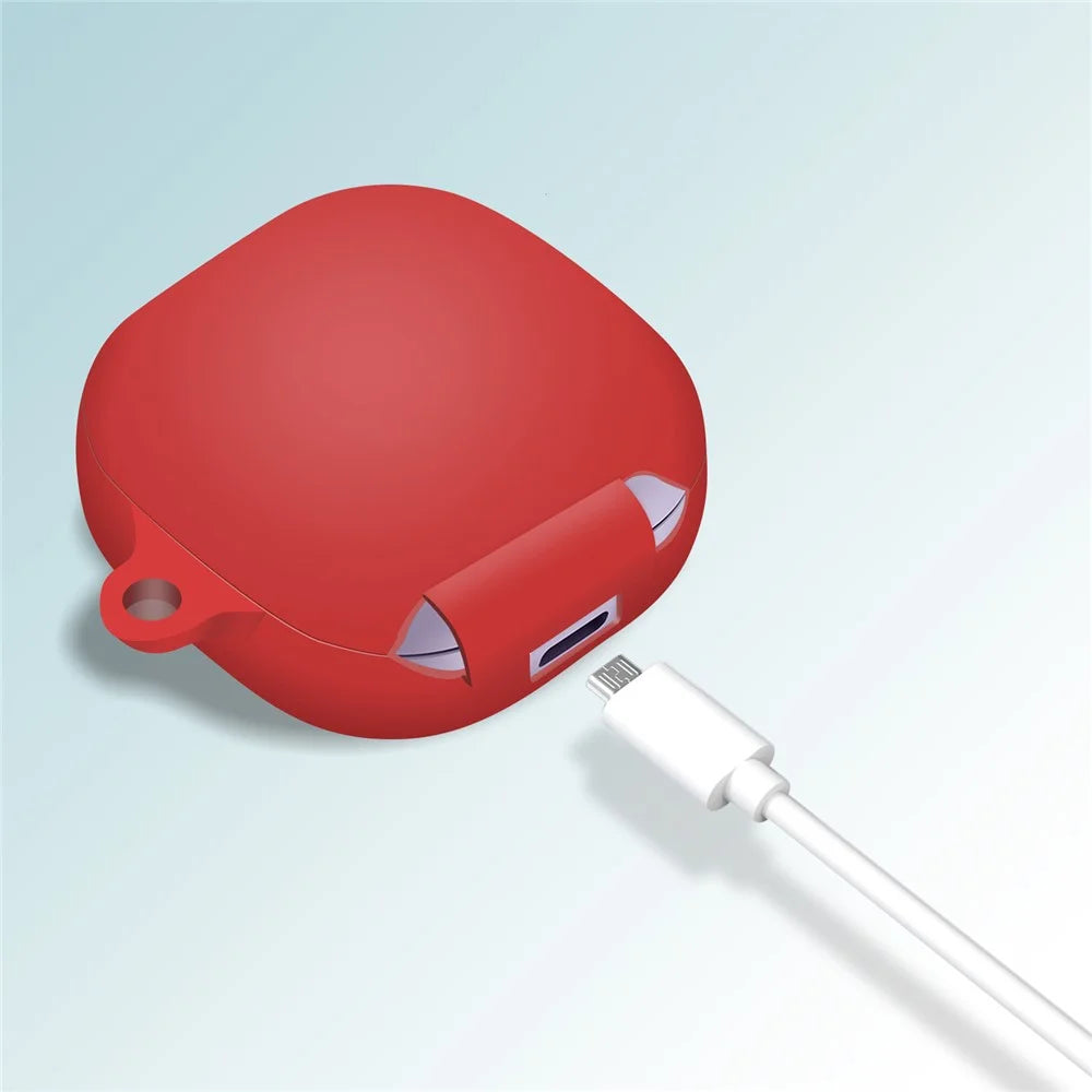 For Samsung Galaxy Buds2 Pro / Buds 2 / Live / Pro Silicone Cover Bluetooth-compatible Earphone Anti-drop Case with Anti-lost Buckle - Red - 5