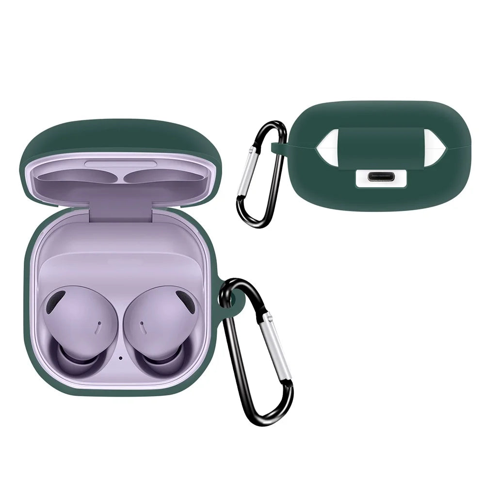 For Samsung Galaxy Buds2 Pro / Buds 2 / Live / Pro Silicone Cover Bluetooth-compatible Earphone Anti-drop Case with Anti-lost Buckle - Red - 7