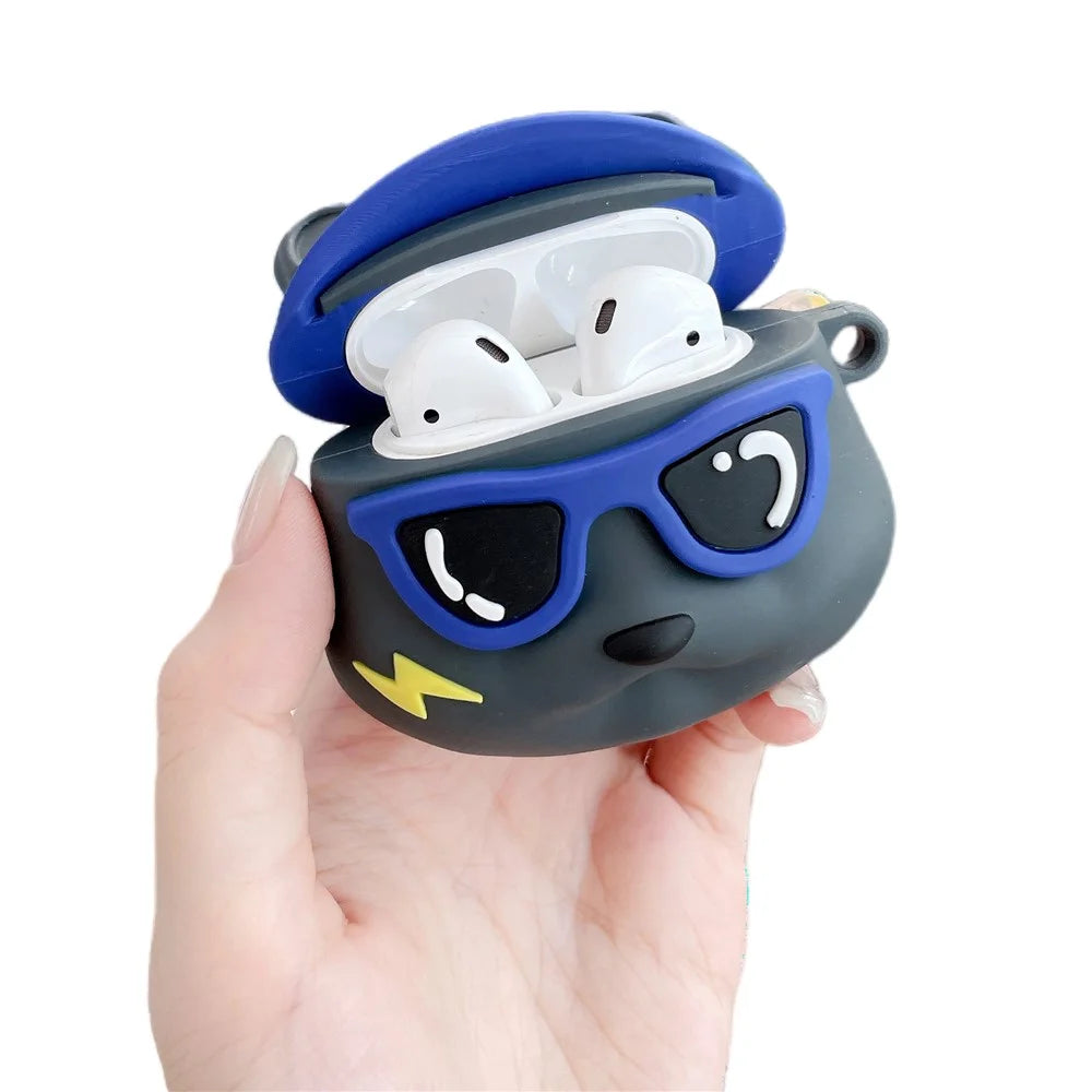 Earphones Case for Apple AirPods with Charging Case (2016) / (2019) / AirPods with Wireless Charging Case (2019) , Little Bear Silicone Cover with Keychain - 1