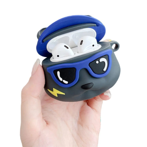 Earphones Case for Apple AirPods with Charging Case (2016) / (2019) / AirPods with Wireless Charging Case (2019) , Little Bear Silicone Cover with Keychain - 1