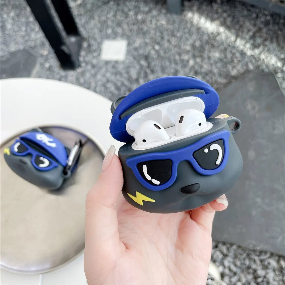 Earphones Case for Apple AirPods with Charging Case (2016) / (2019) / AirPods with Wireless Charging Case (2019) , Little Bear Silicone Cover with Keychain - 6