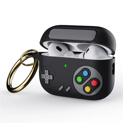 Earphone Silicone Case for Apple AirPods Pro (Gen 2) (USB-C) / AirPods Pro 2 / Pro Game Console Design Earbuds Anti-Drop Cover with Ring Buckle - Black - 1
