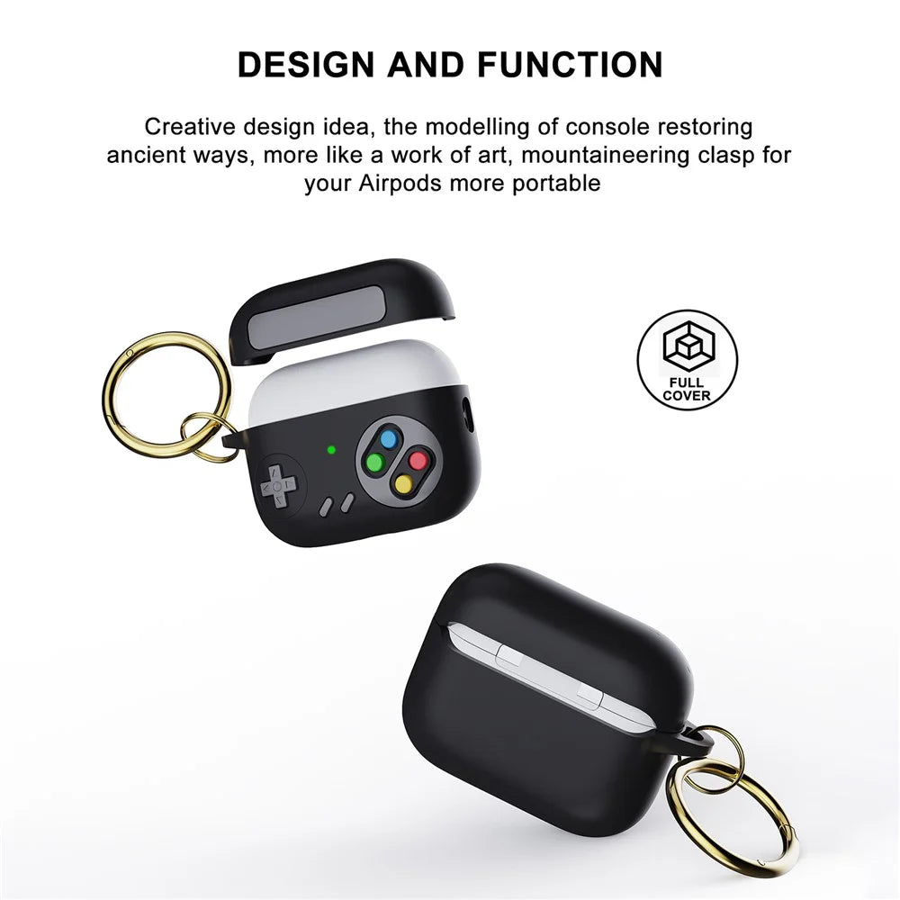 Earphone Silicone Case for Apple AirPods Pro (Gen 2) (USB-C) / AirPods Pro 2 / Pro Game Console Design Earbuds Anti-Drop Cover with Ring Buckle - Black - 4