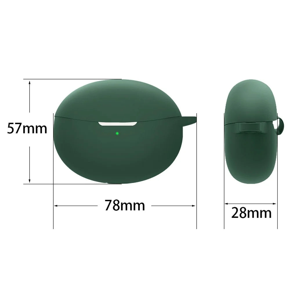For Oppo Enco R Pro / Air2 Pro TWS Earphone Anti-drop Silicone Protective Cover with Anti-lost Buckle - Blackish Green - 5