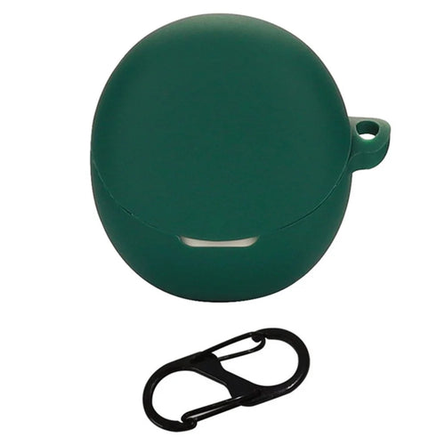 For Oppo Enco R2 Earphone Anti-drop Case Silicone Protective Cover with Anti-lost Buckle - Blackish Green - 1