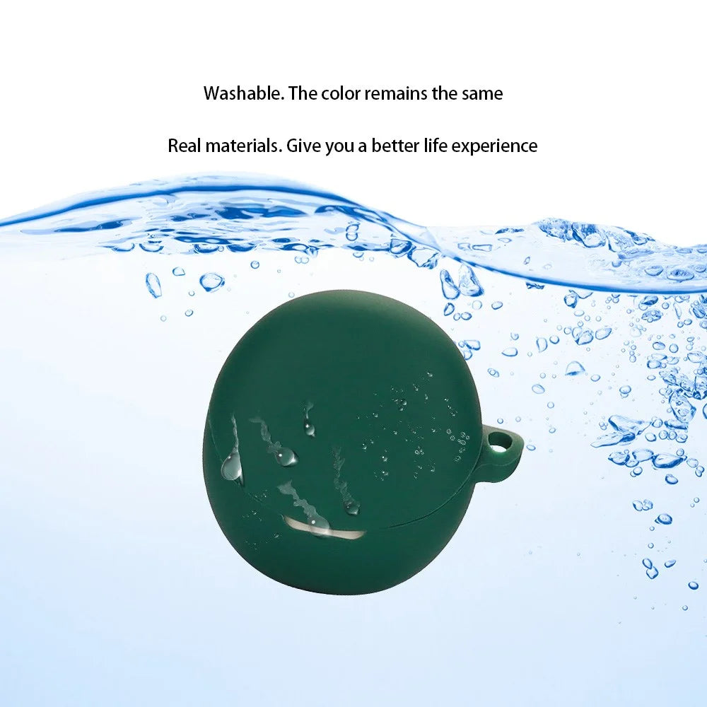 For Oppo Enco R2 Earphone Anti-drop Case Silicone Protective Cover with Anti-lost Buckle - Blackish Green - 4