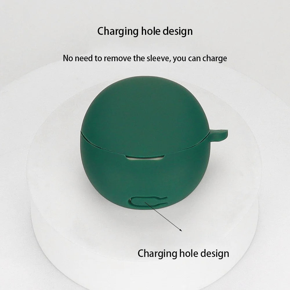For Oppo Enco R2 Earphone Anti-drop Case Silicone Protective Cover with Anti-lost Buckle - Blackish Green - 6