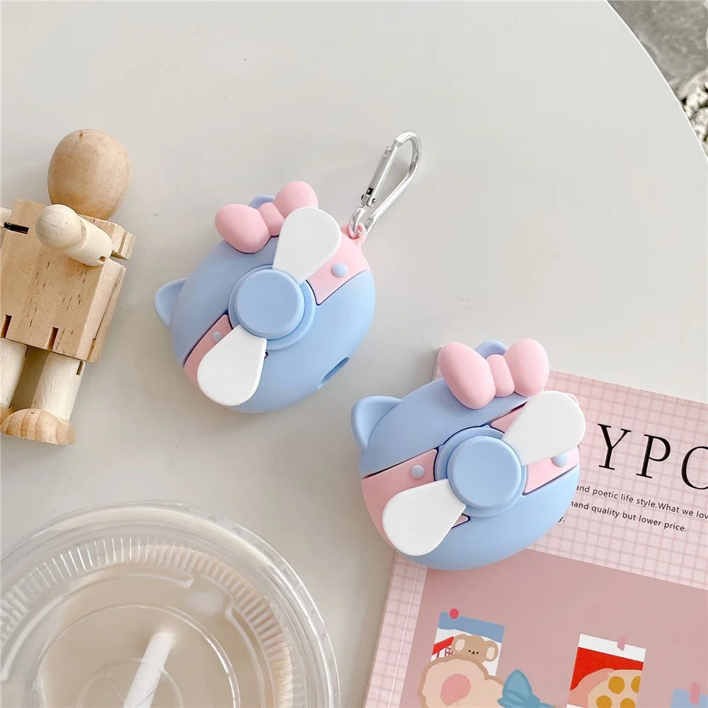 Earphones Case for Apple AirPods 3 , Rotary Fan Design Bluetooth-compatible Earbud Silicone Cover with Carabiner - 6