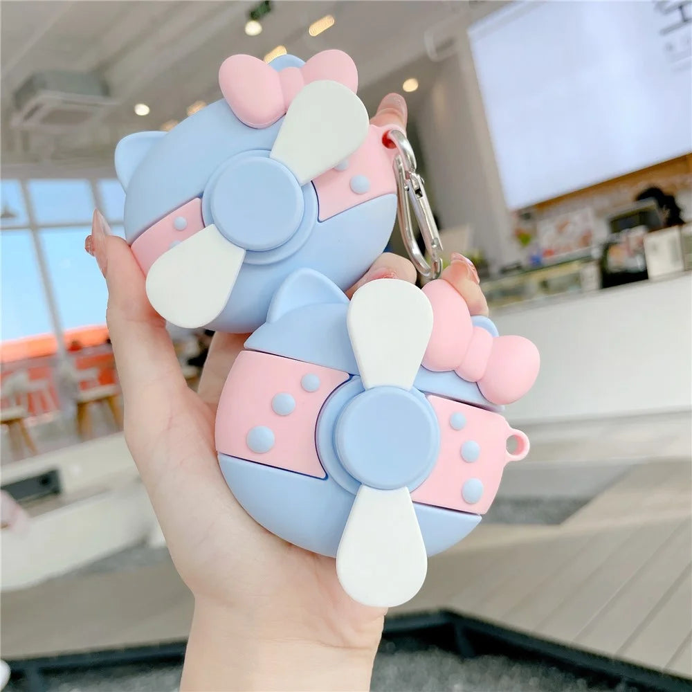Earphones Case for Apple AirPods 3 , Rotary Fan Design Bluetooth-compatible Earbud Silicone Cover with Carabiner - 7