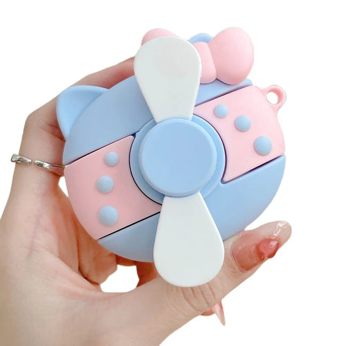 Silicone Earphones Case for Apple AirPods Pro , Rotary Fan Design Earbud Anti-drop Cover with Carabiner - 1
