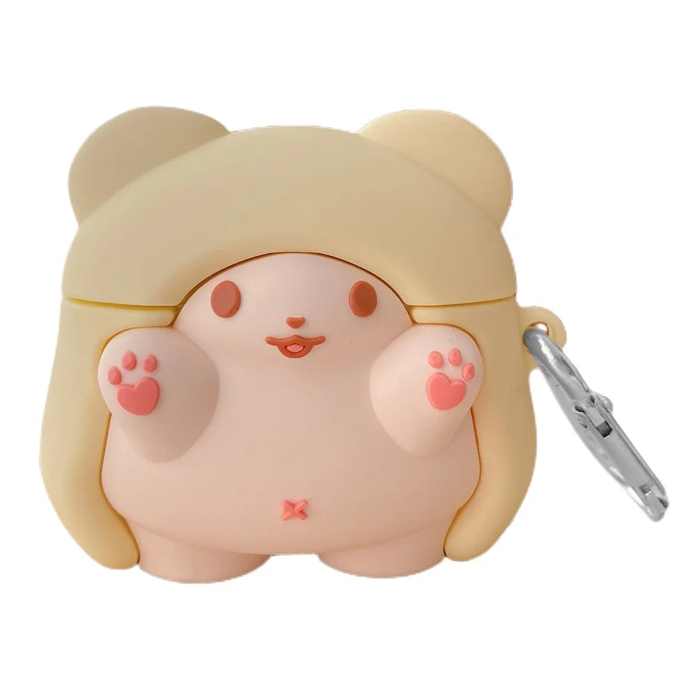 Anti-drop Silicone Case for Apple AirPods 3 , Cape Bear Design Bluetooth-compatible Earbud Cover with Carabiner - 1