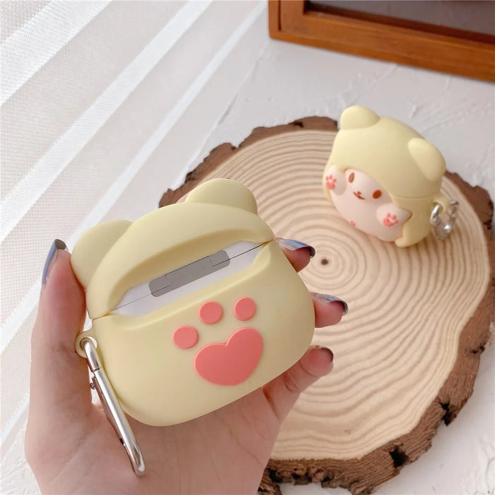 Anti-drop Silicone Case for Apple AirPods 3 , Cape Bear Design Bluetooth-compatible Earbud Cover with Carabiner - 5