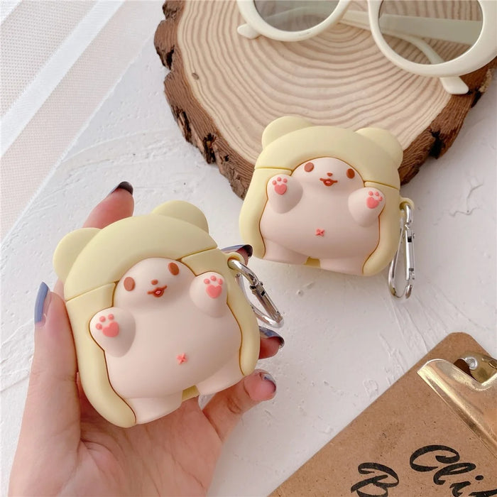 Anti-drop Silicone Case for Apple AirPods 3 , Cape Bear Design Bluetooth-compatible Earbud Cover with Carabiner - 7