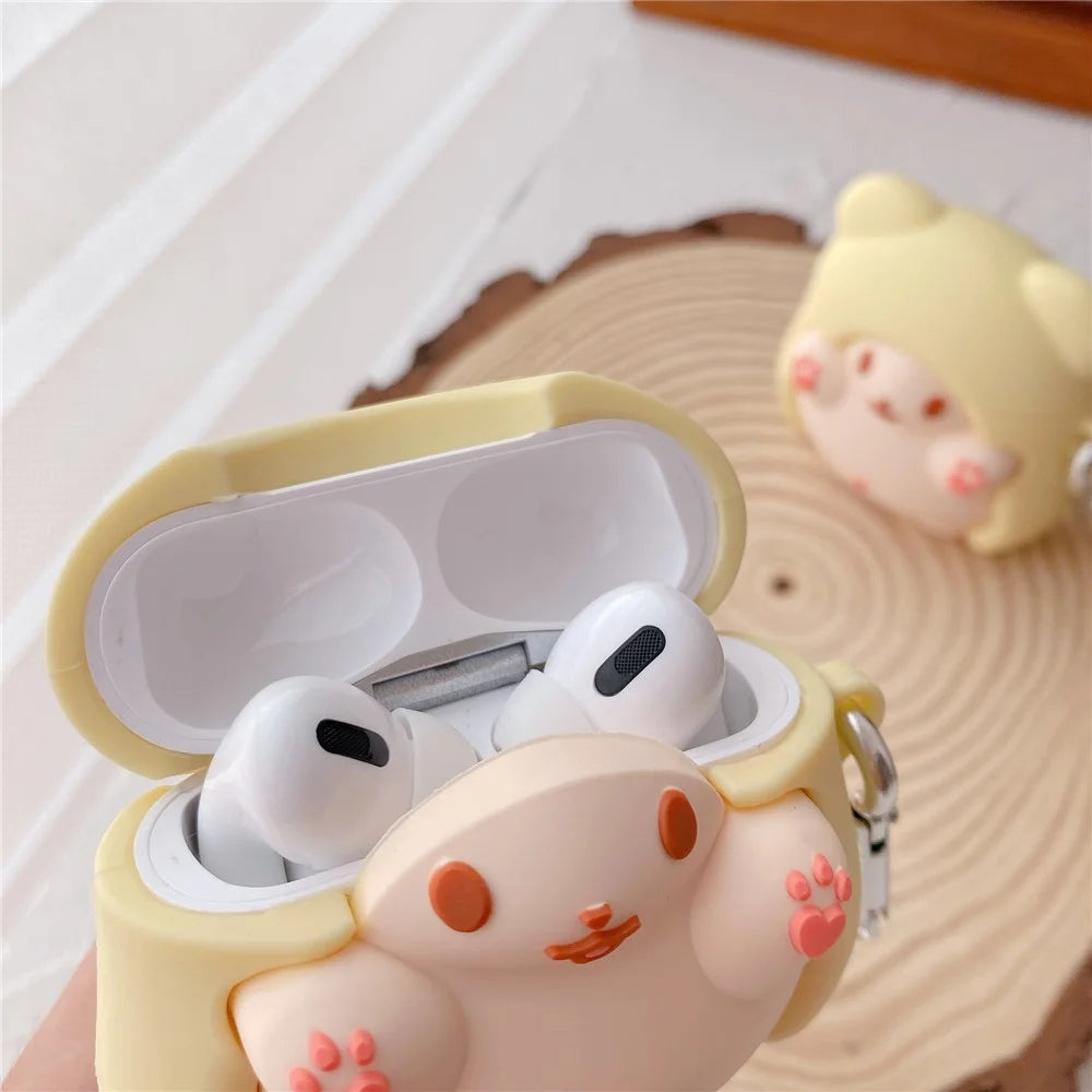Earphone Silicone Case for Apple AirPods Pro , Cape Bear Design Anti-drop Earbud Cover with Carabiner - 4
