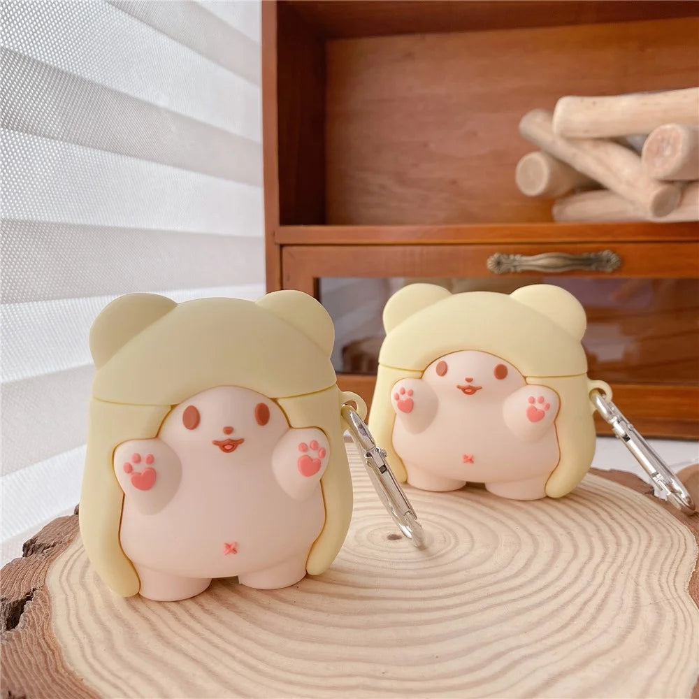 Earphone Silicone Case for Apple AirPods Pro , Cape Bear Design Anti-drop Earbud Cover with Carabiner - 7