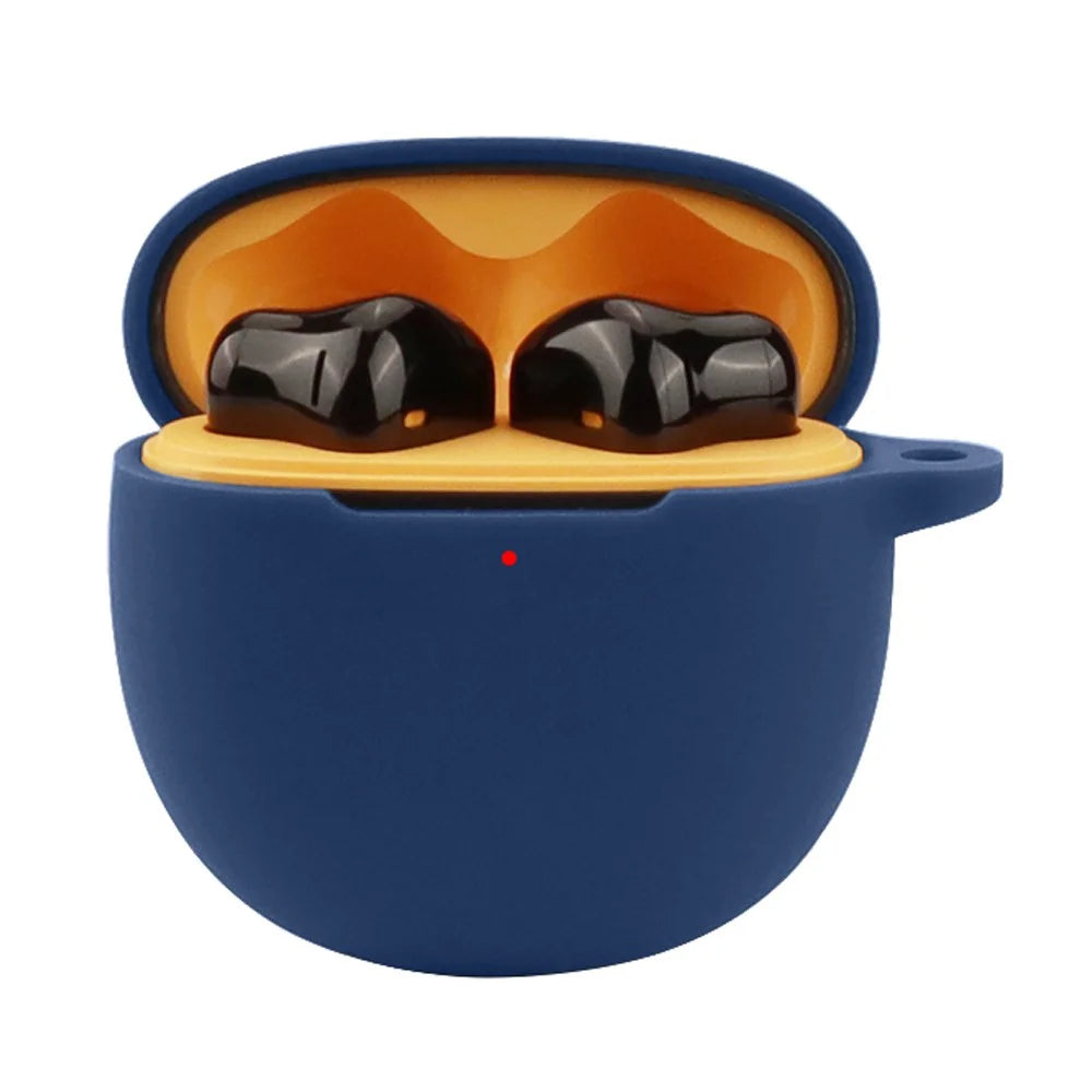 For iQOO TWS Air Pro Bluetooth-compatible Earphone Silicone Case Charging Bin Sleeve Cover with Buckle - Dark Blue - 2