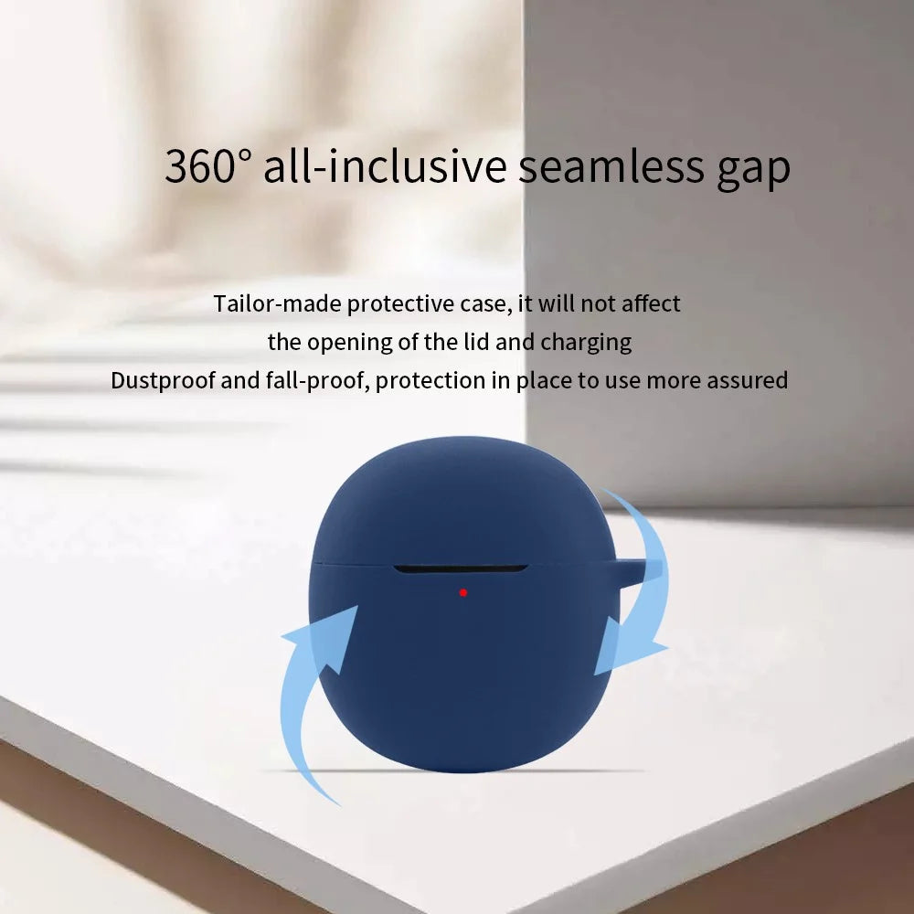 For iQOO TWS Air Pro Bluetooth-compatible Earphone Silicone Case Charging Bin Sleeve Cover with Buckle - Dark Blue - 3