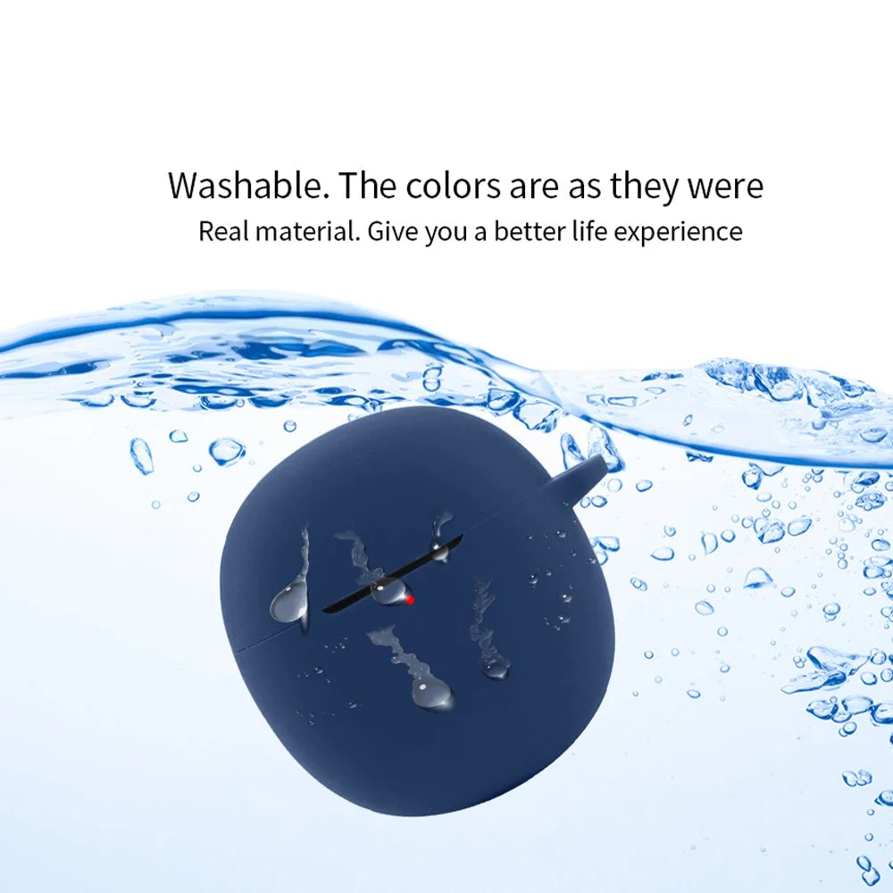 For iQOO TWS Air Pro Bluetooth-compatible Earphone Silicone Case Charging Bin Sleeve Cover with Buckle - Dark Blue - 5