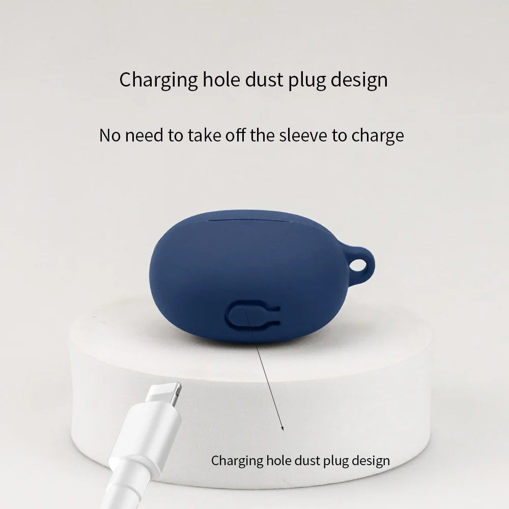 For iQOO TWS Air Pro Bluetooth-compatible Earphone Silicone Case Charging Bin Sleeve Cover with Buckle - Dark Blue - 6