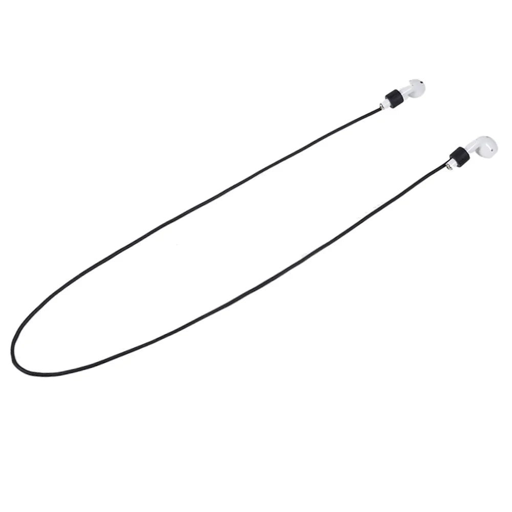 70cm Silicone Neck Strap for Apple AirPods , Bluetooth-compatible Earphone Anti-lost Neck Lanyard Rope for Outdoor Activity - Black - 1