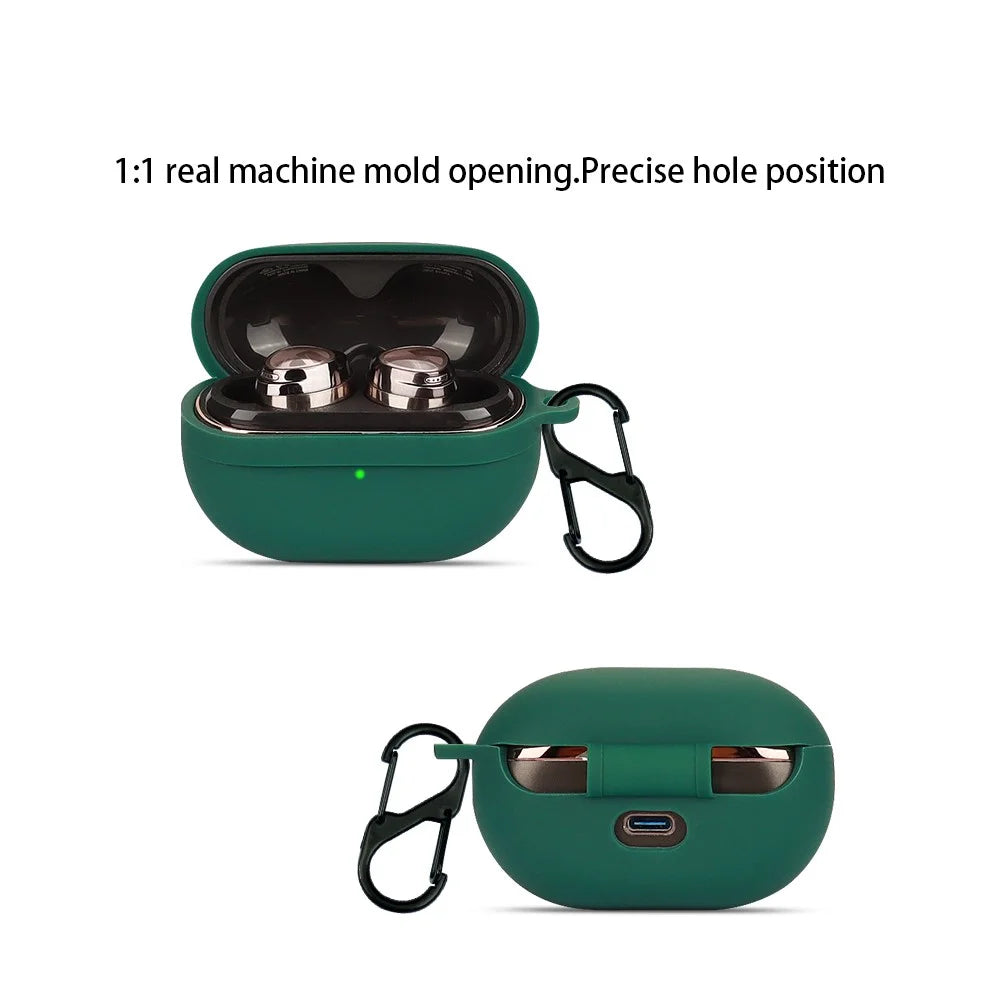 For SoundPEATS Opera03 Bluetooth-compatible Earphone Silicone Case Charging Bin Protective Sleeve with Buckle - Blackish Green - 3