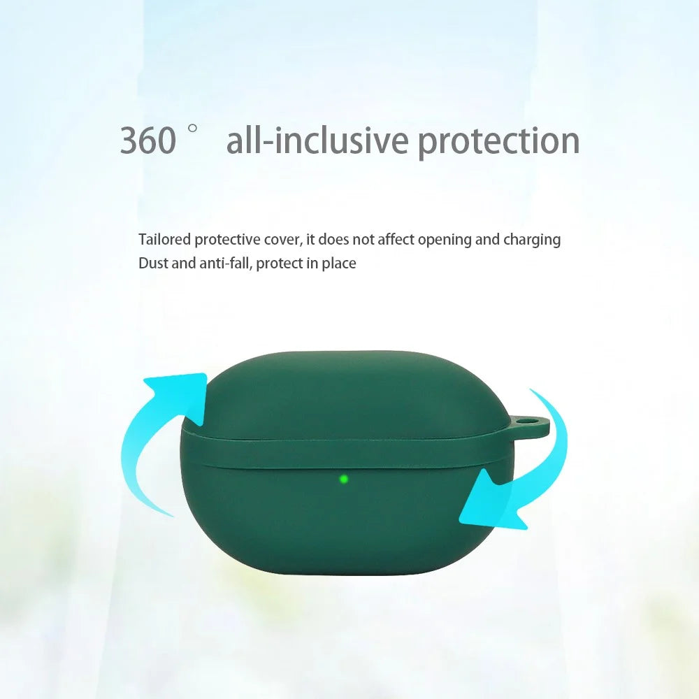 For SoundPEATS Opera03 Bluetooth-compatible Earphone Silicone Case Charging Bin Protective Sleeve with Buckle - Blackish Green - 6