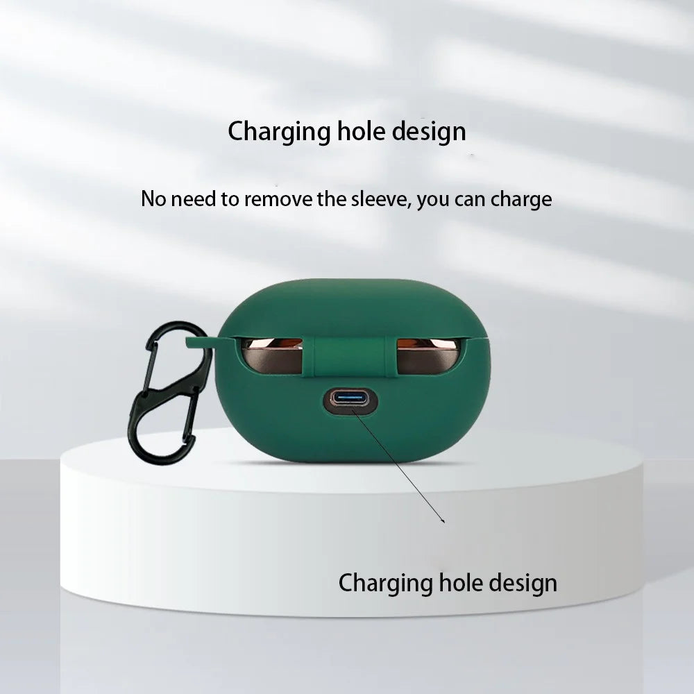 For SoundPEATS Opera03 Bluetooth-compatible Earphone Silicone Case Charging Bin Protective Sleeve with Buckle - Blackish Green - 7