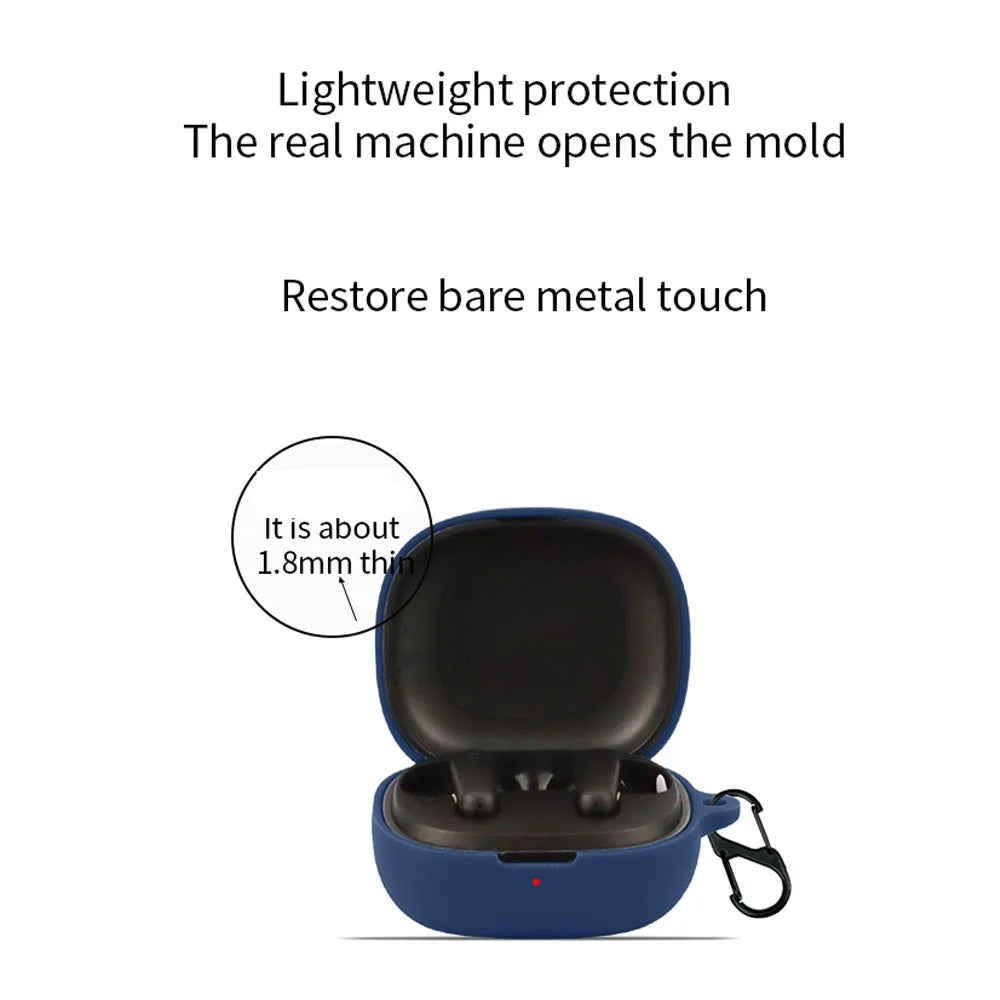 For Anker Soundcore R50i / P20i Anti-scratch Protective Sleeve Bluetooth-compatible Earphone Silicone Case with Buckle - Dark Blue - 4