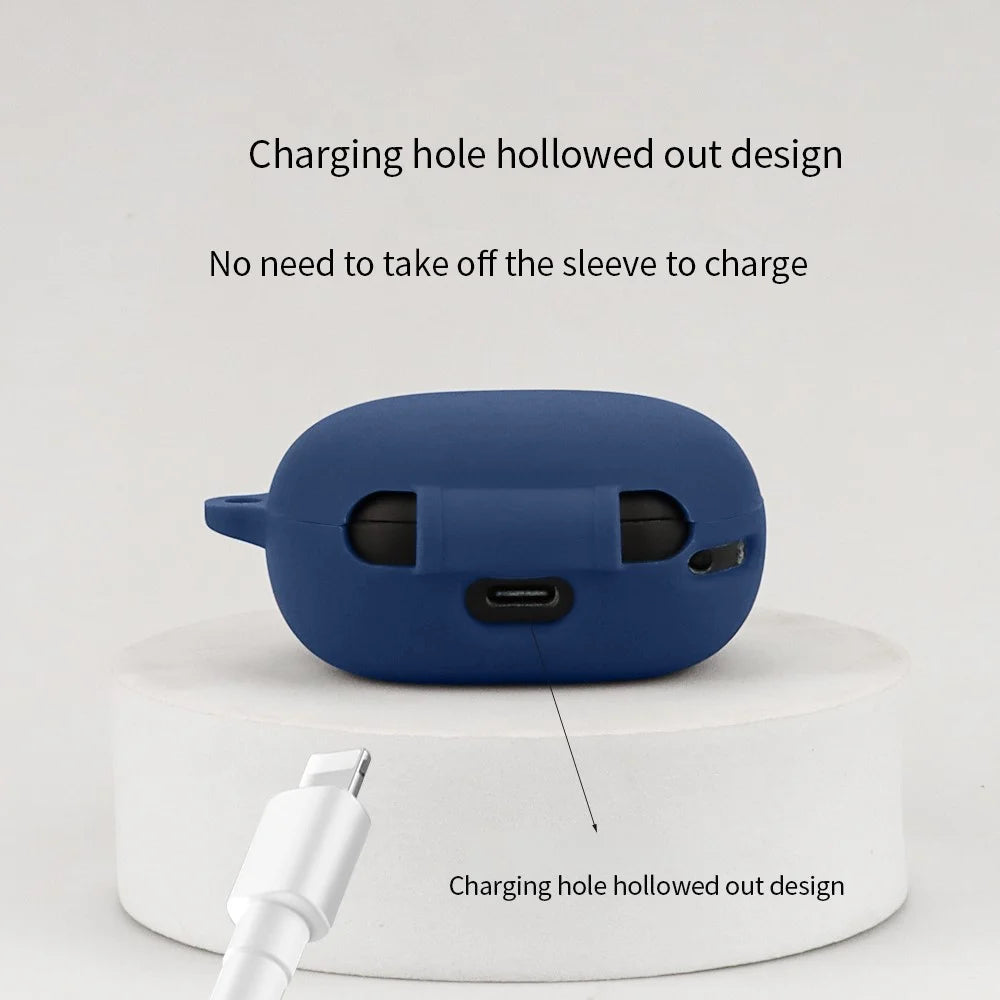 For Anker Soundcore R50i / P20i Anti-scratch Protective Sleeve Bluetooth-compatible Earphone Silicone Case with Buckle - Dark Blue - 6