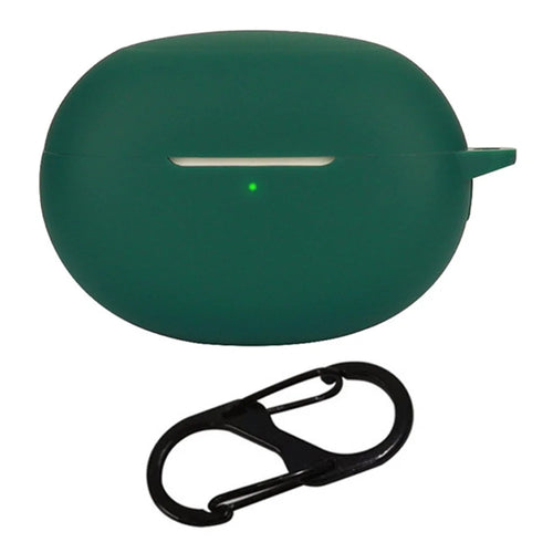 Silicone Case for Realme Buds Air 5 Pro Bluetooth-compatible Earphone Charging Bin Protective Sleeve with Buckle - Blackish Green - 1