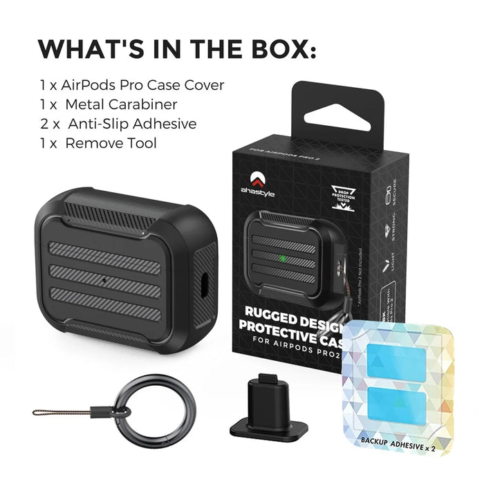 AHASTYLE PT115-PRO For AirPods Pro 2 Silicone Drop-proof Cover Split Type Bluetooth-compatible Earphone Protective Case - Black - 7