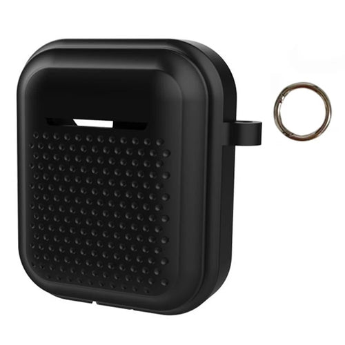 Silicone Case for AirPods with Charging Case (2016) / (2019) / AirPods with Wireless Charging Case (2019) Earphone Cover with Ring Buckle - Black - 1