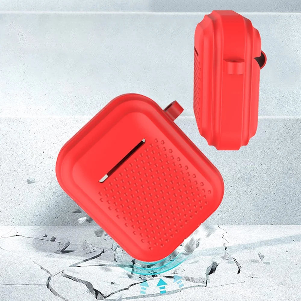 Silicone Case for AirPods with Charging Case (2016) / (2019) / AirPods with Wireless Charging Case (2019) Earphone Cover with Ring Buckle - Black - 2