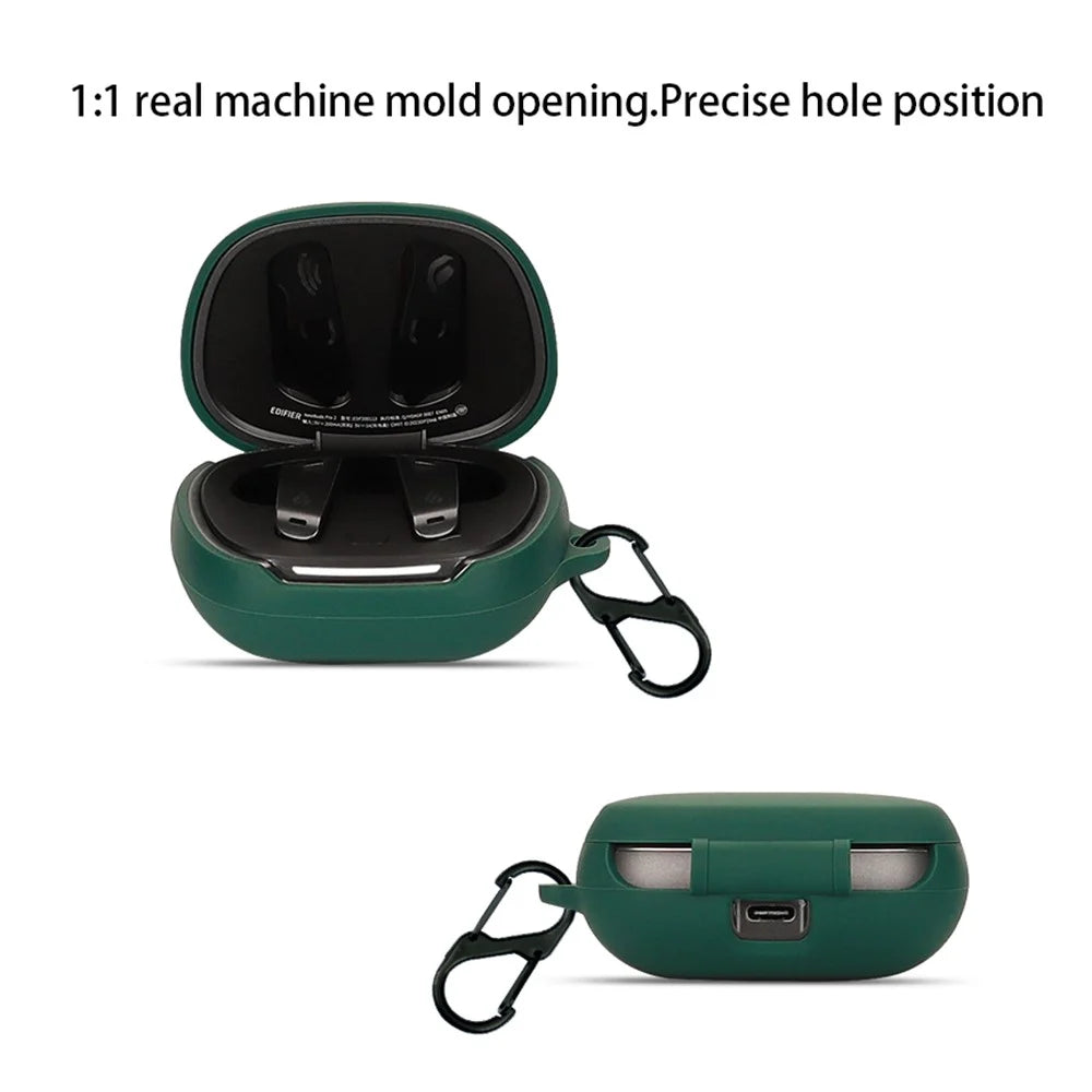 For EDIFIER NeoBuds Pro2 Silicone Case Bluetooth-compatible Earphone Charging Bin Anti-scratch Sleeve with Buckle - Blackish Green - 2