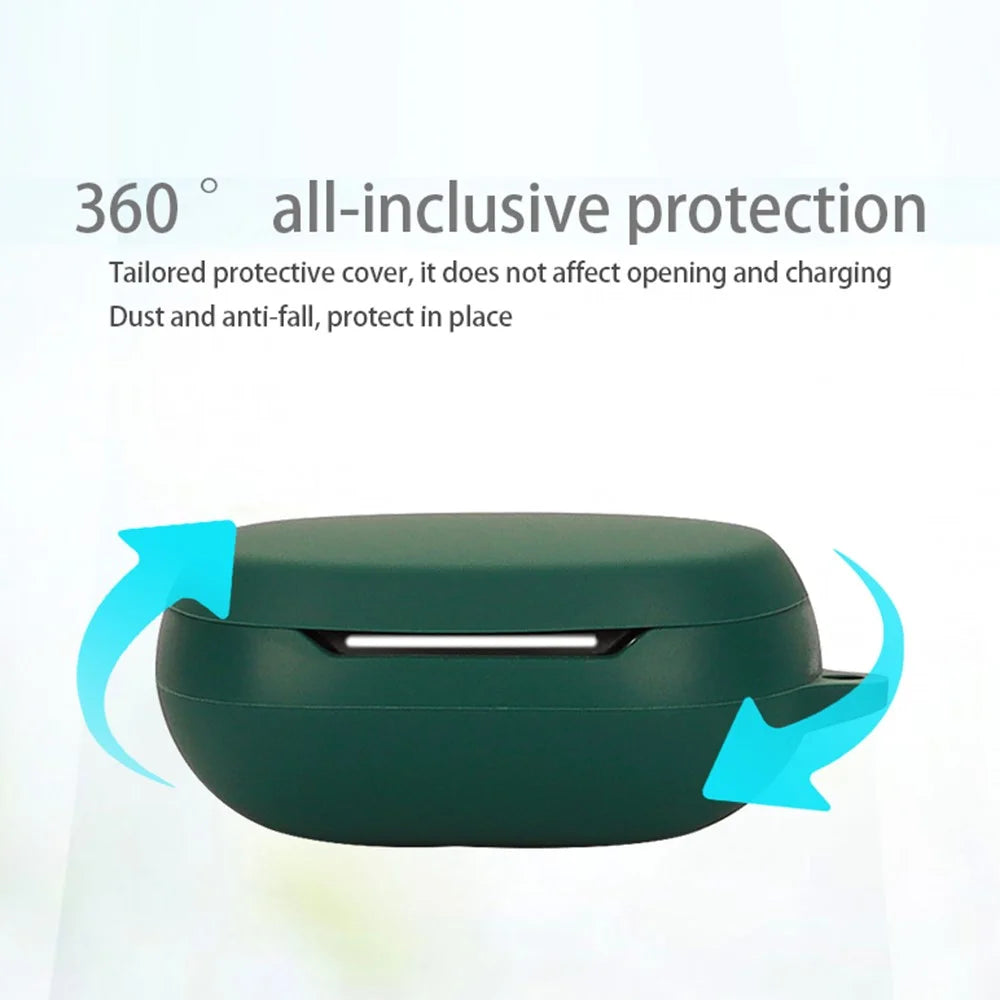 For EDIFIER NeoBuds Pro2 Silicone Case Bluetooth-compatible Earphone Charging Bin Anti-scratch Sleeve with Buckle - Blackish Green - 4