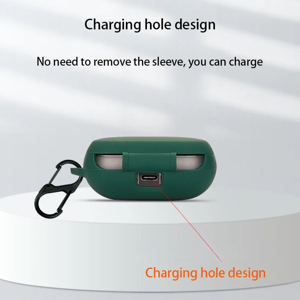 For EDIFIER NeoBuds Pro2 Silicone Case Bluetooth-compatible Earphone Charging Bin Anti-scratch Sleeve with Buckle - Blackish Green - 5