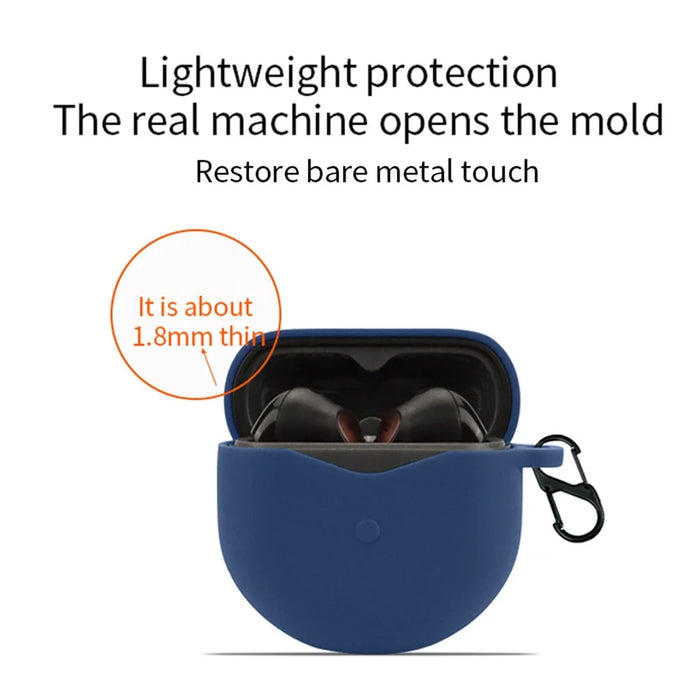 For SoundPEATS Air4 Bluetooth-compatible Earphone Silicone Case Dust-proof Protective Sleeve with Buckle - Dark Blue - 4