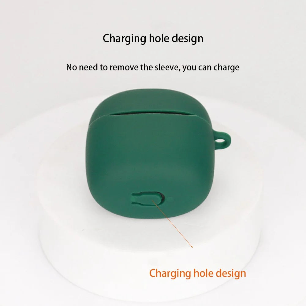 For JBL TOUR PRO+TWS Bluetooth-compatible Earphone Anti-drop Protective Sleeve Silicone Case with Buckle - Blackish Green - 5